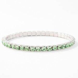 Touchstone Crystal August Birthstone Stretch Bracelet Peridot Green Crystal